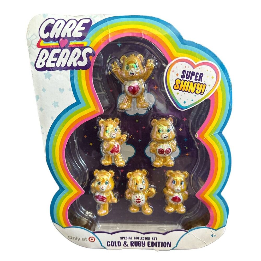 New Care Bears Gold & Ruby Edition Special Collector Set ~ 6 Super Shiny Bears